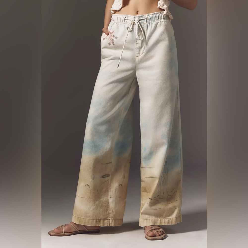NWT Anthropologie Pilcro Pull-On High-Rise Wide-Leg Jeans - small * RARE * - Picture 3 of 10